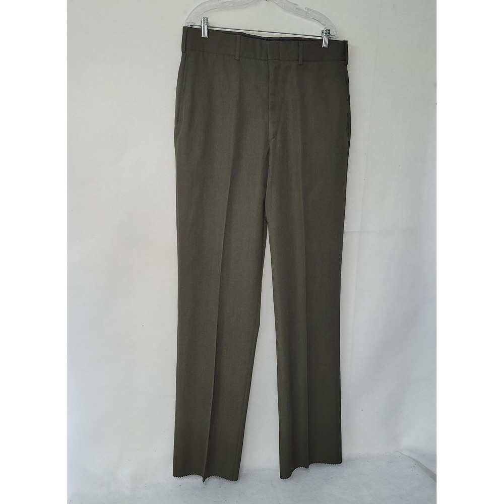 Creighton Pants Mens 37L Olive Green Wool Blend Dress Pleated‎ USMC Approved New